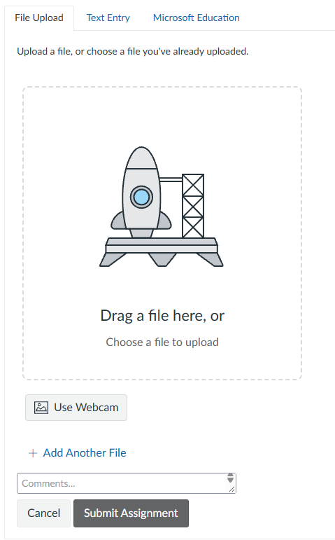 Screenshot of submitting an assignment showing submit assignment button.