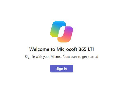 Screenshot of the sign in button for Microsoft teams extension tool.