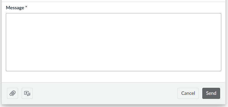 Text box to write message to send to a instructor in student inbox.
